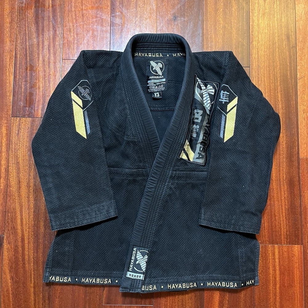Hayabusa Jiu Jitsu Gi Top Size Y3 Cotton Black MMA Fighting Martial Arts